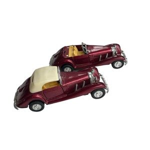 Vintage Yatming Mercedes 540K Cabriolet Metallic Red Cream Convertible Model Car
